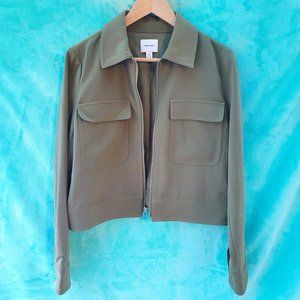 NEW Nine West khaki green tailored zip up jacket size medium
